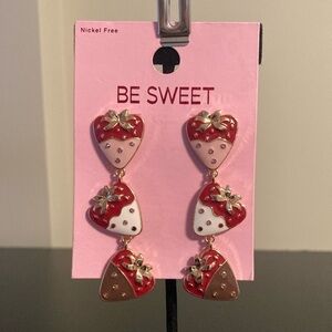 Strawberry Earrings - Red and White